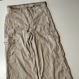 American Eagle Baggy Cargo Pants Size 8 Beige Lyocell Stretch Utility Y2K